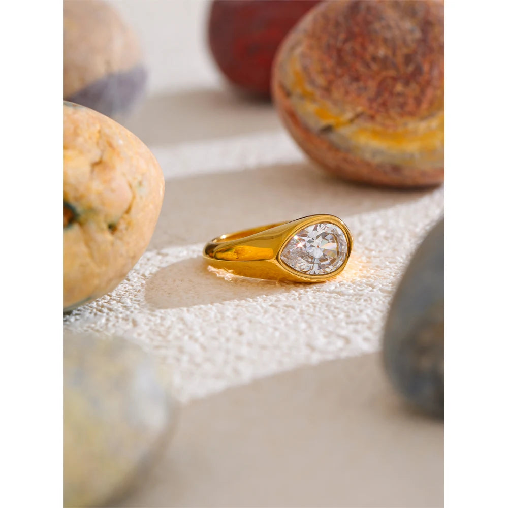 Isalene  Ring Aurora Teardrop Signet Ring