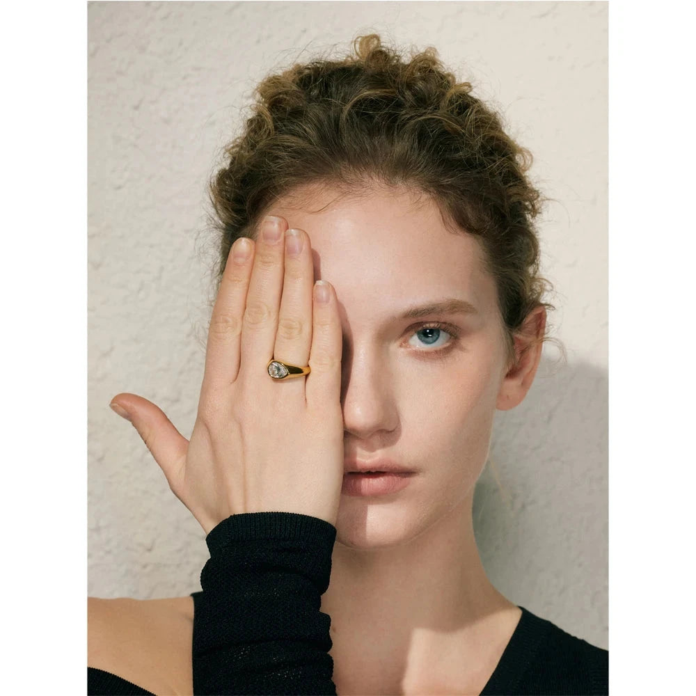 Isalene  Ring Aurora Teardrop Signet Ring