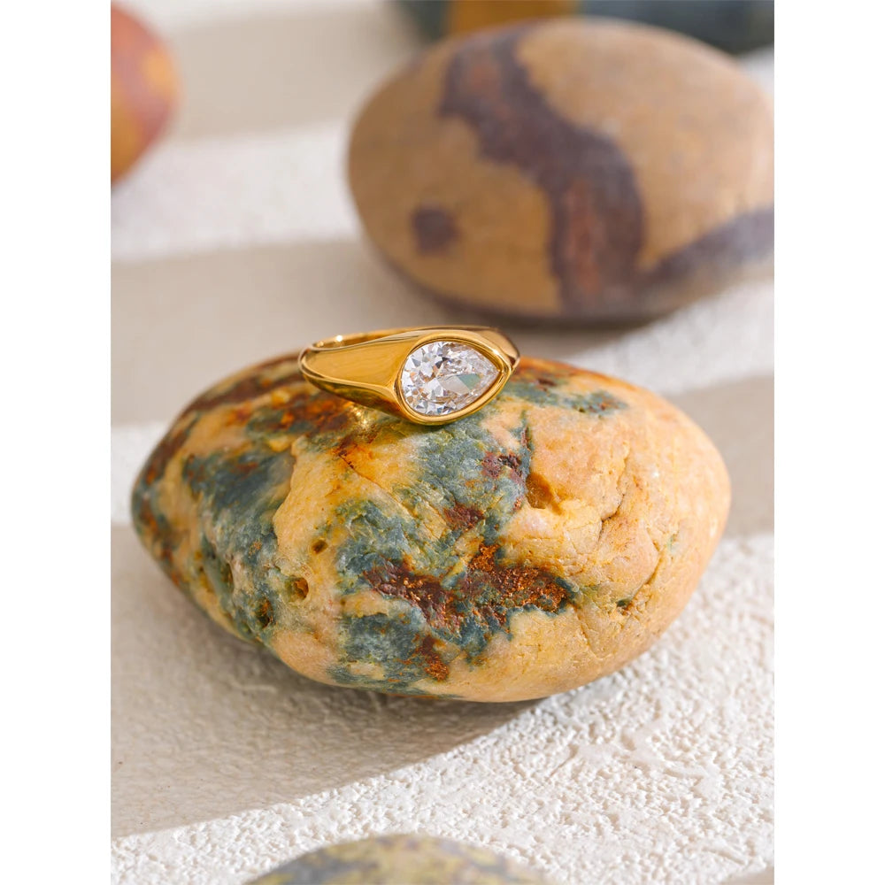 Isalene  Ring Aurora Teardrop Signet Ring