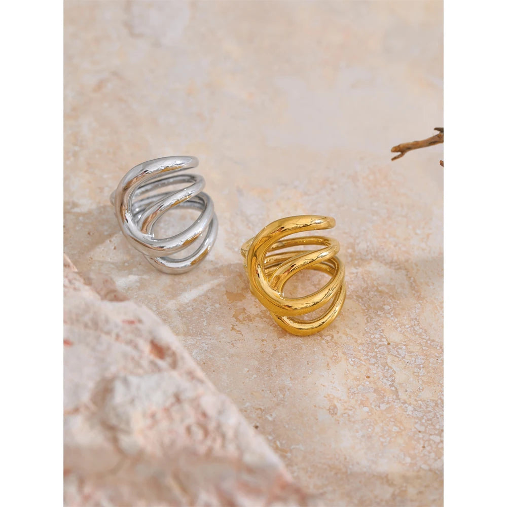 Isalene  Ring Aurora Triple Wave Ring