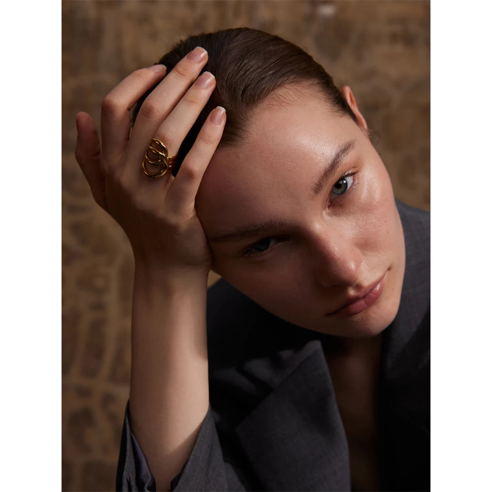 Isalene  Ring Aurora Triple Wave Ring