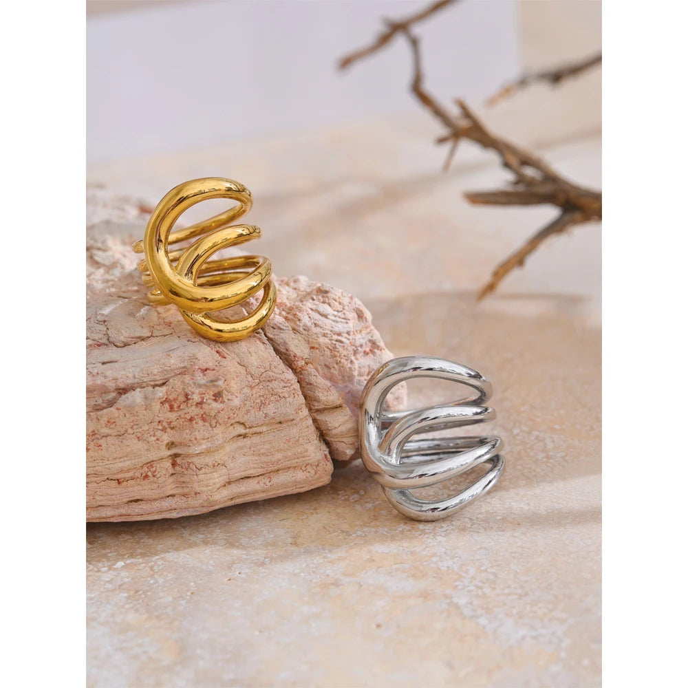 Isalene  Ring Aurora Triple Wave Ring