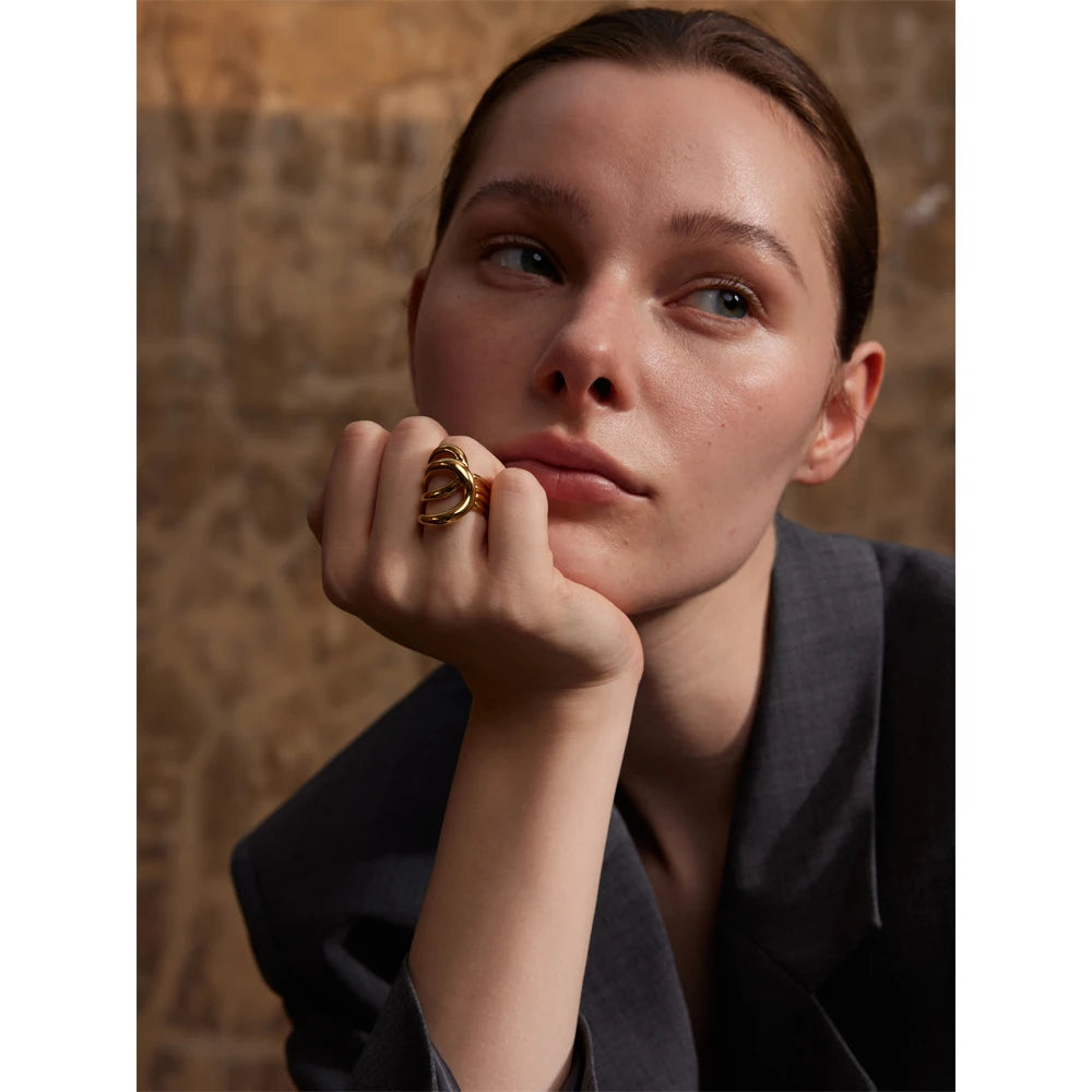 Isalene  Ring Aurora Triple Wave Ring