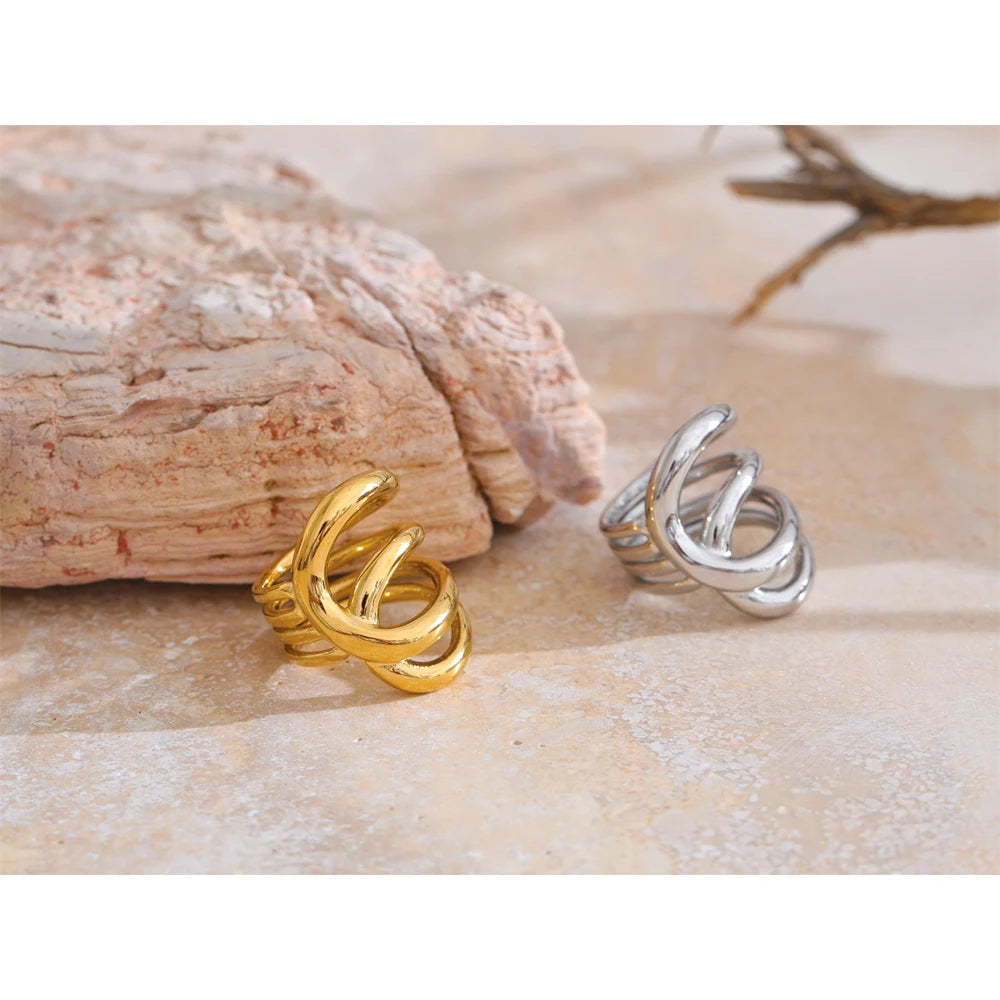 Isalene  Ring Aurora Triple Wave Ring