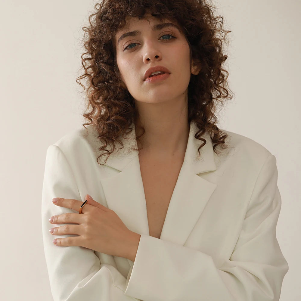 Isalene  Ring Black Bar Square Ring