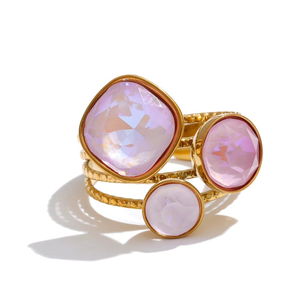 Isalene  Ring Blush Pink Celeste Crystal Orbit Ring