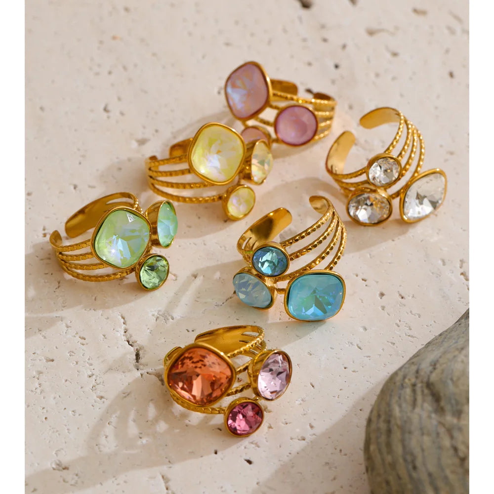 Isalene  Ring Celeste Crystal Orbit Ring