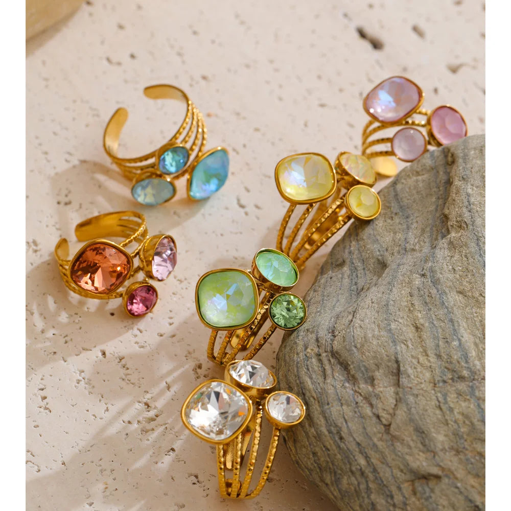 Isalene  Ring Celeste Crystal Orbit Ring