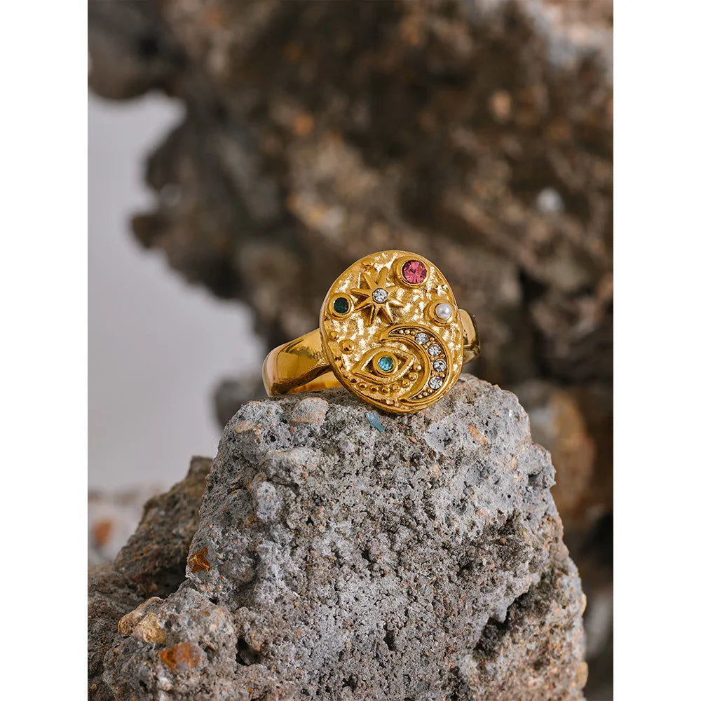 Isalene  Ring Celestia Cosmic Medallion Ring