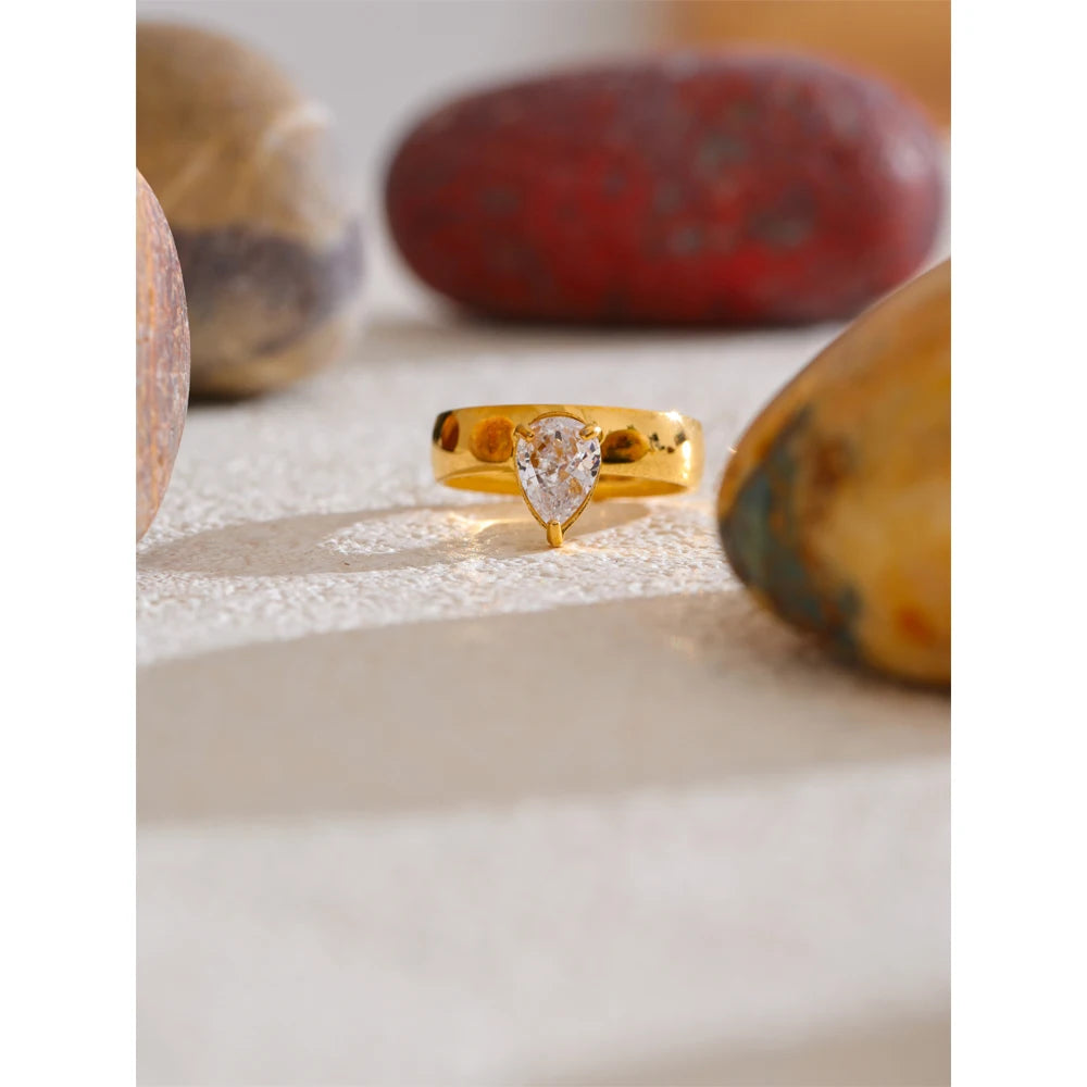 Isalene  Ring Celestine Pear Ring