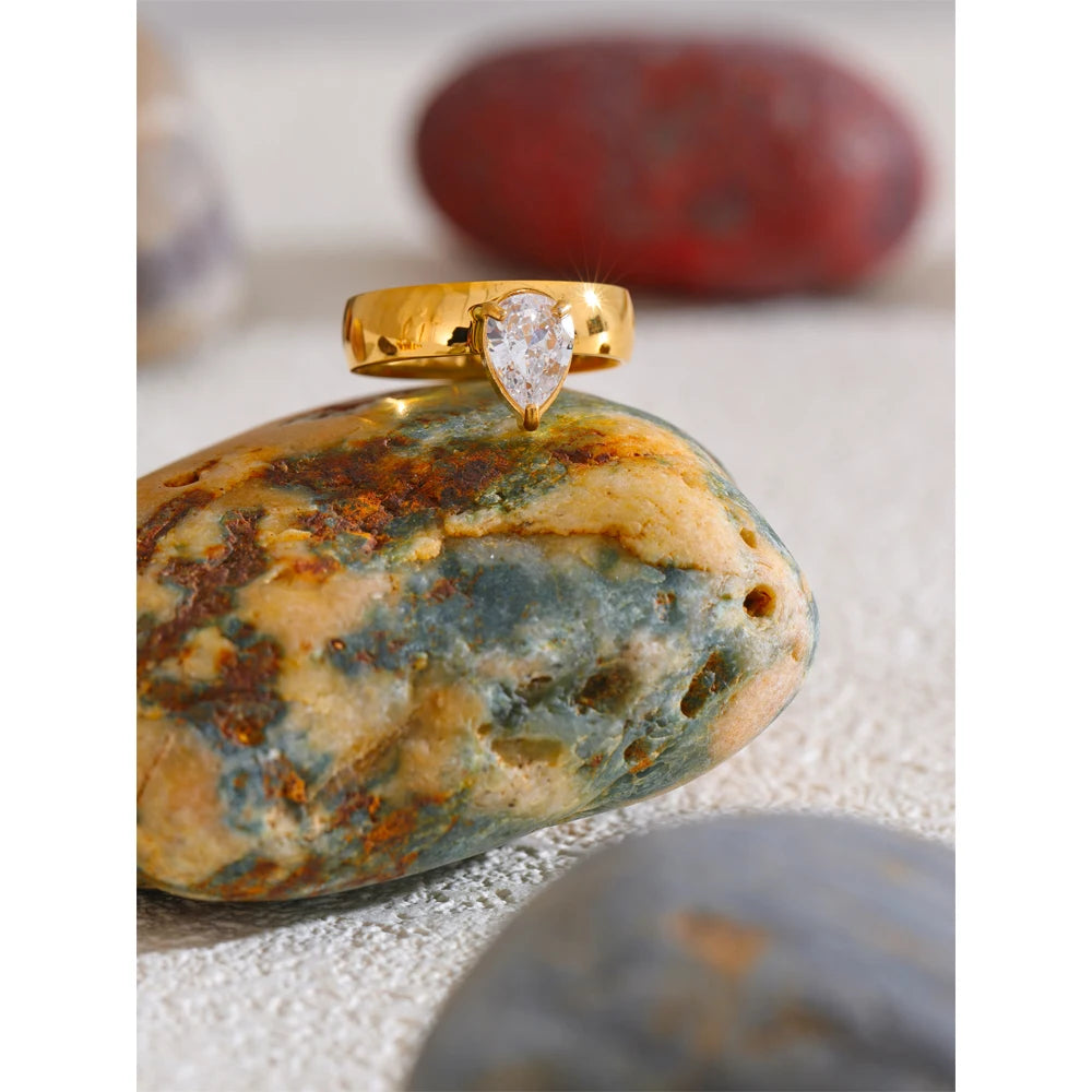 Isalene  Ring Celestine Pear Ring