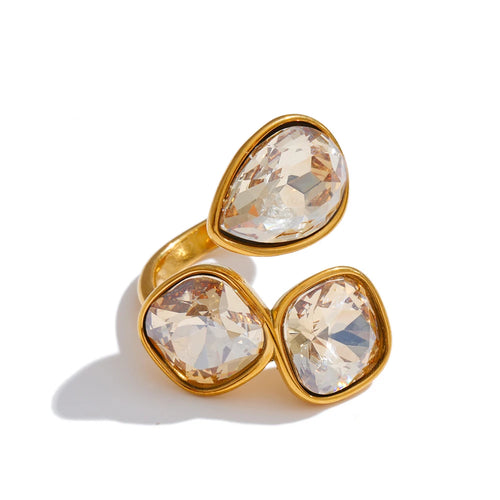 Isalene  Ring Champagne Crystal Aurora Crystal Trio Ring