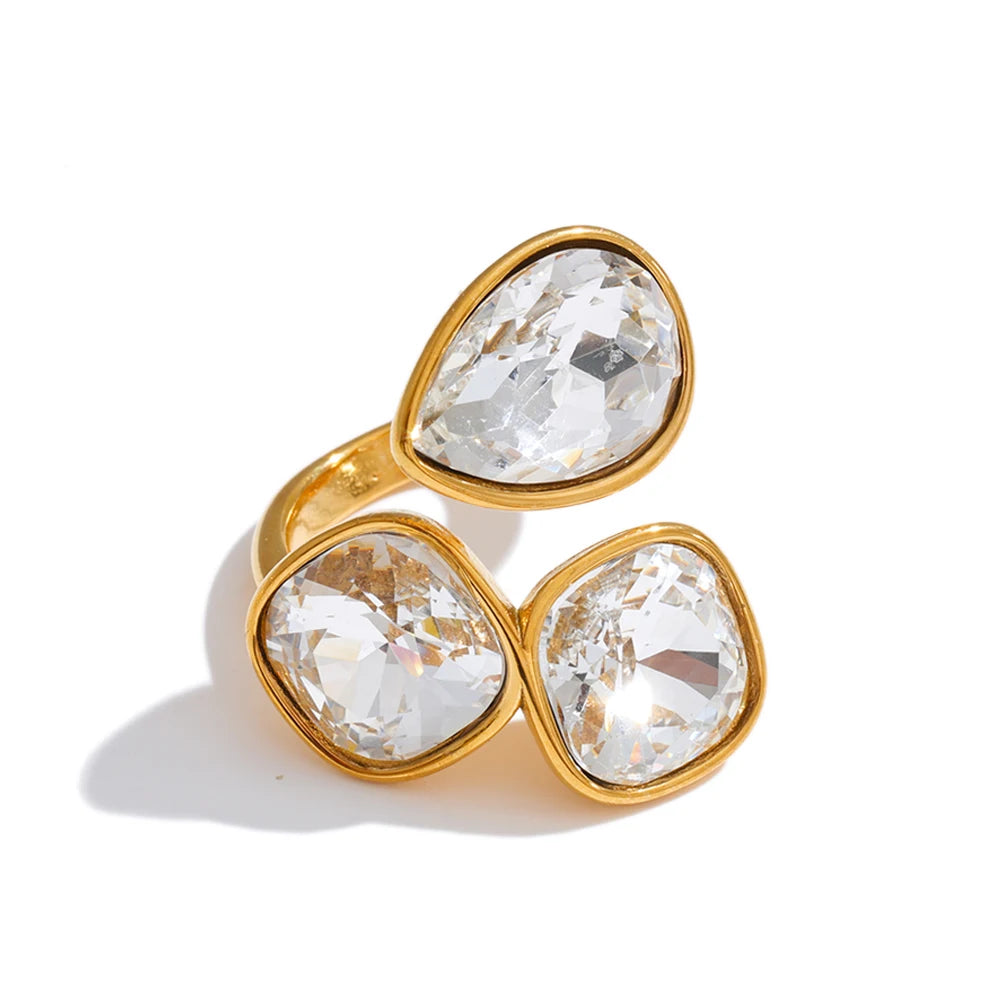 Isalene  Ring Crystal Clear Aurora Crystal Trio Ring