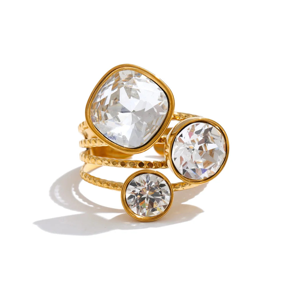 Isalene  Ring Crystal Clear Celeste Crystal Orbit Ring