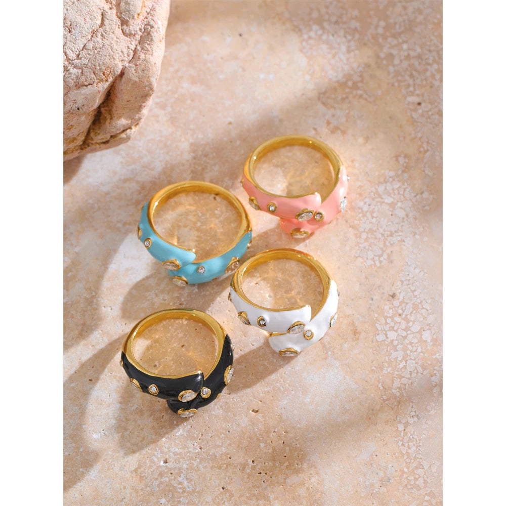 Isalene  Ring Gemstripe Enamel Ring