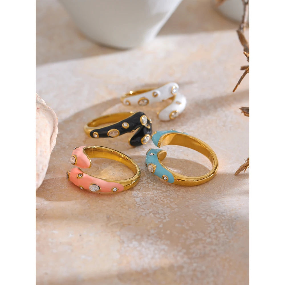 Isalene  Ring Gemstripe Enamel Ring