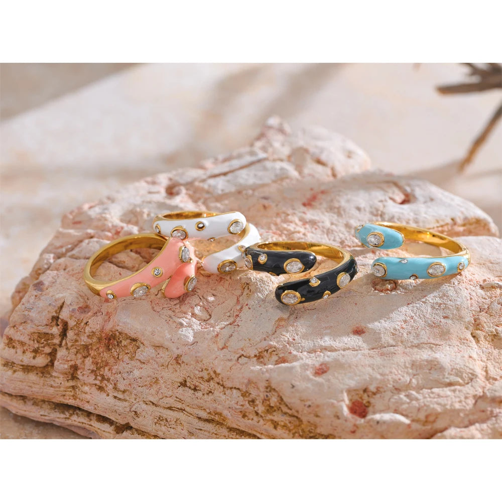 Isalene  Ring Gemstripe Enamel Ring