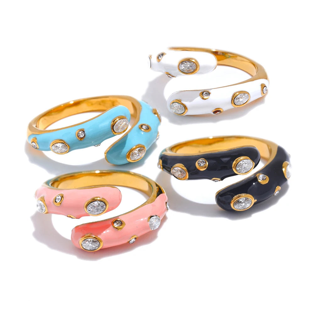 Isalene  Ring Gemstripe Enamel Ring