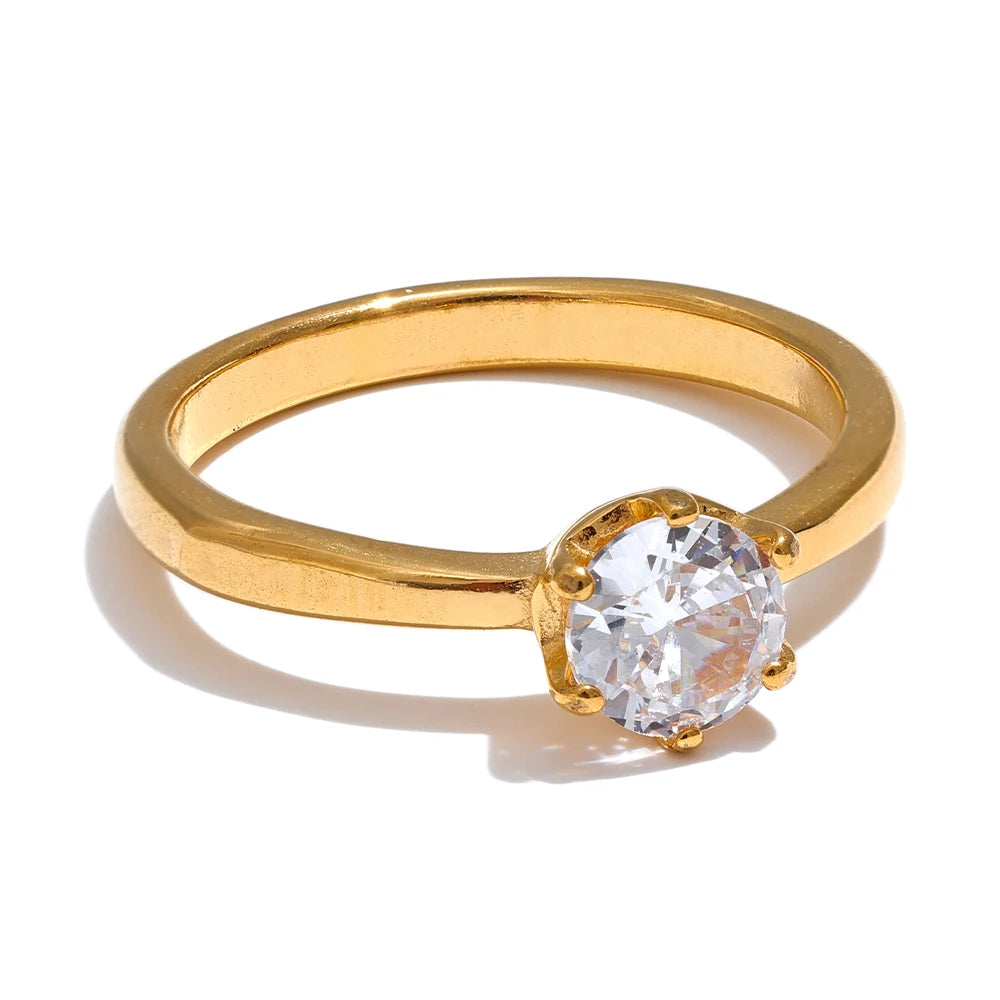 Isalene  Ring Gold / 6 Aurora Round Solitaire Ring