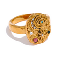 Isalene  Ring Gold / 6 Celestia Cosmic Medallion Ring