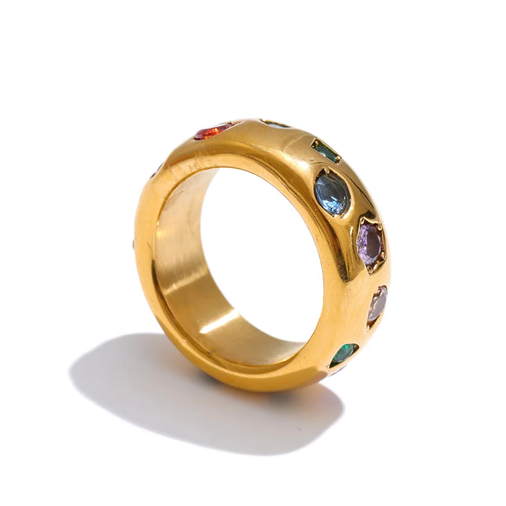 Isalene  Ring Gold / 6 Color Prism Ring
