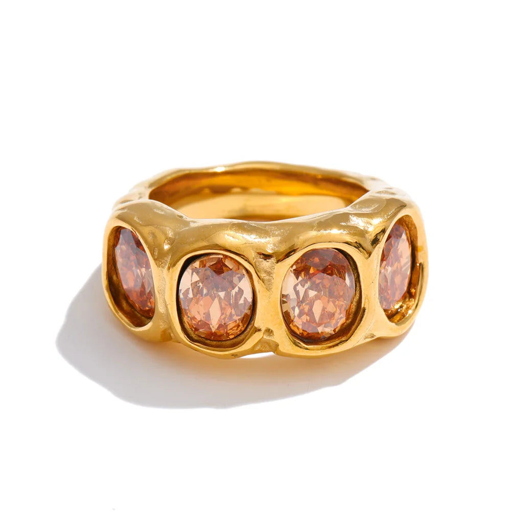 Isalene  Ring Gold / 6 Paloma Cubic Zirconia Ring