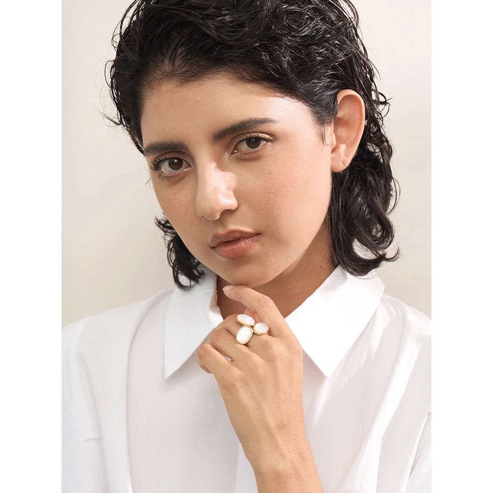 Isalene  Ring Gold Maelle Pearl Mosaic Ring
