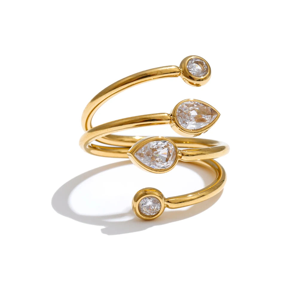 Isalene  Ring Gold Orbit Drop Ring