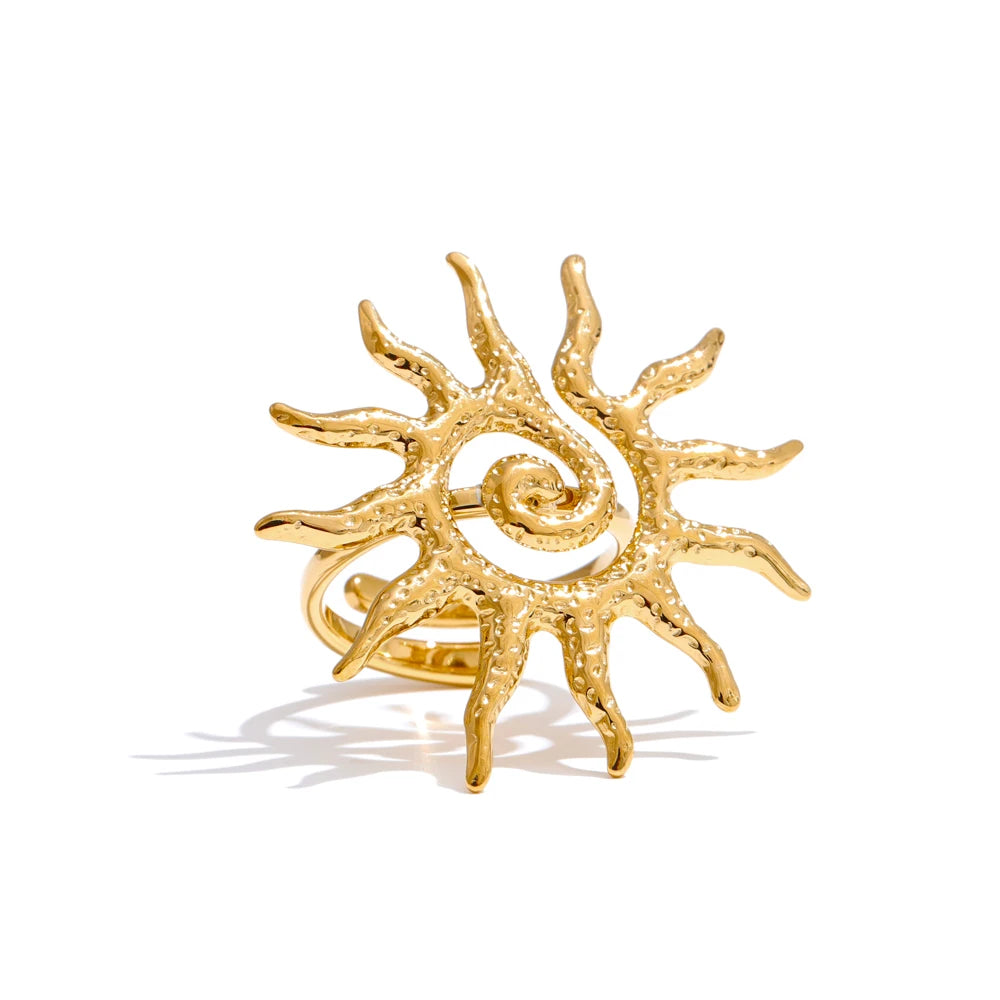 Isalene  Ring Gold Solenne Sunburst Statement Ring