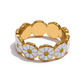 Isalene  Ring Gold / White Enamel / 6 Daylight Daisy Band