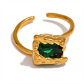 Isalene  Ring Green / 7 Verde Molten Open Ring