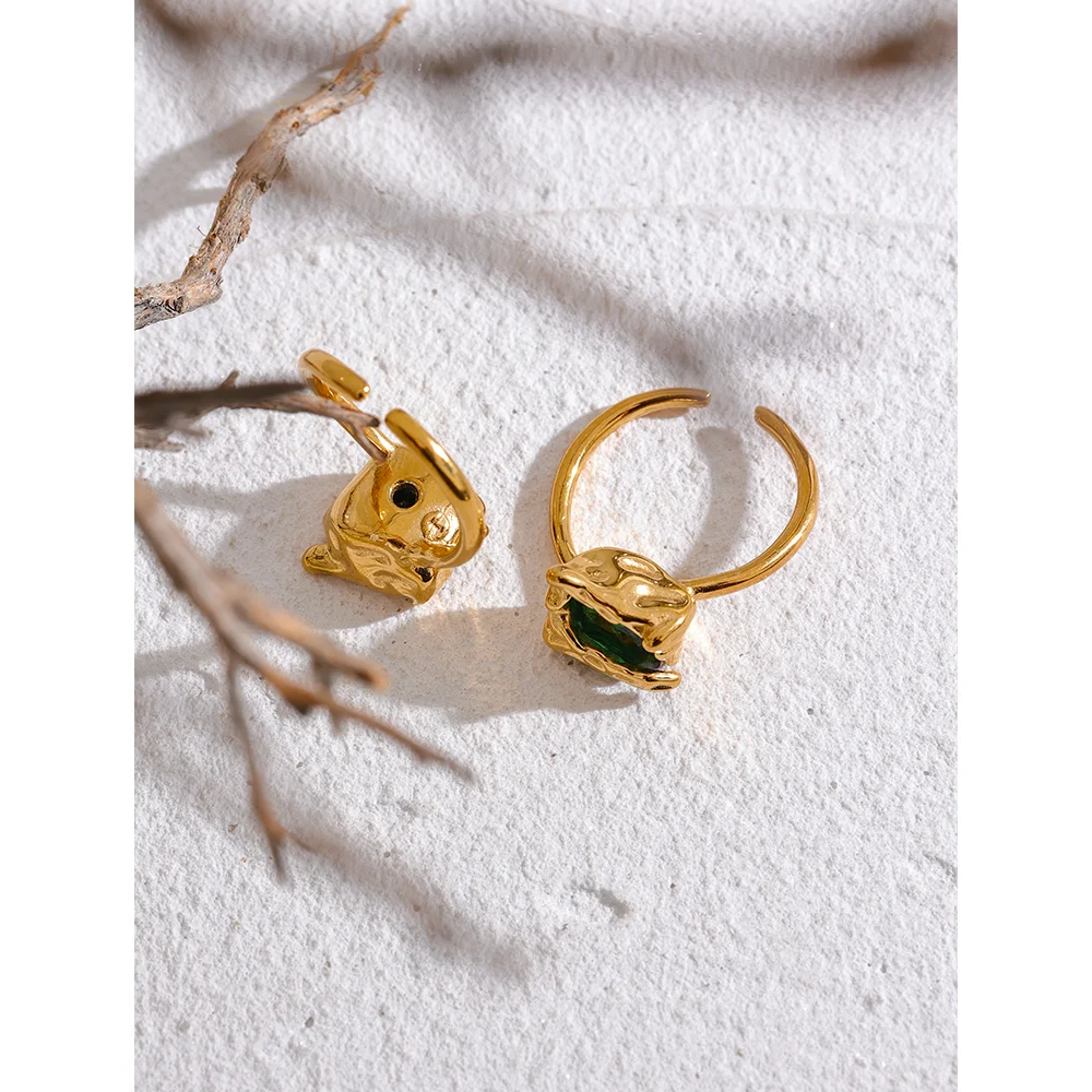 Isalene  Ring Green / 7 Verde Molten Open Ring