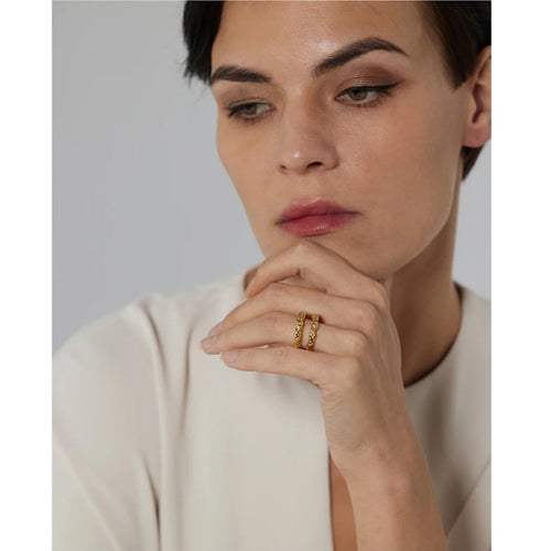 Isalene  Ring Molten Texture Band Ring