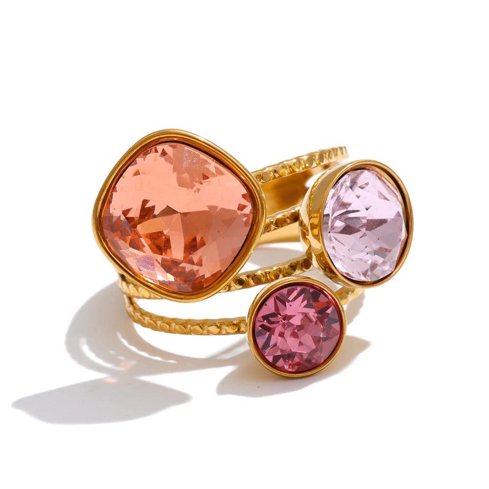 Isalene  Ring Rose Pink Celeste Crystal Orbit Ring
