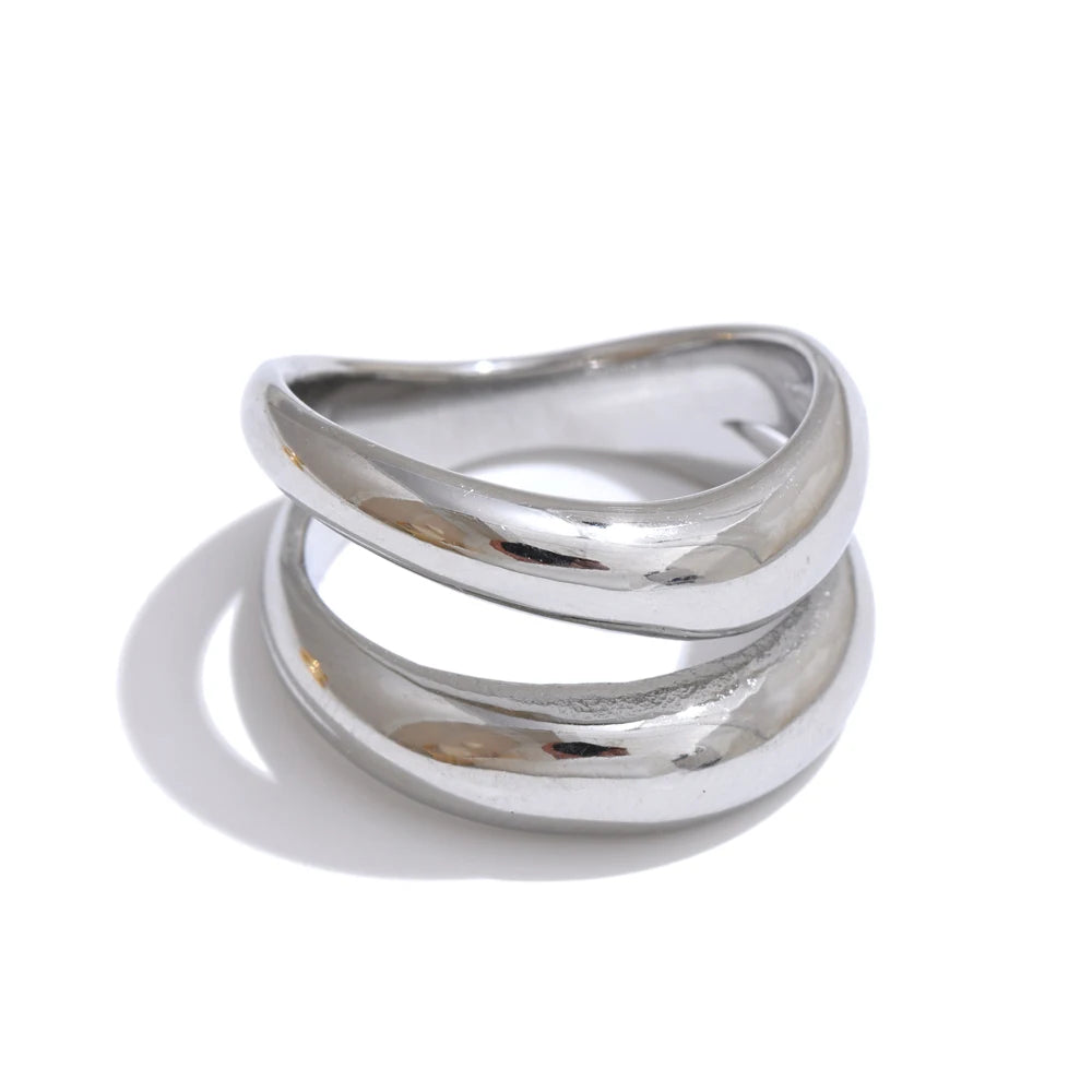 Isalene  Ring Silver / 6 Aurora Bold Wave Ring