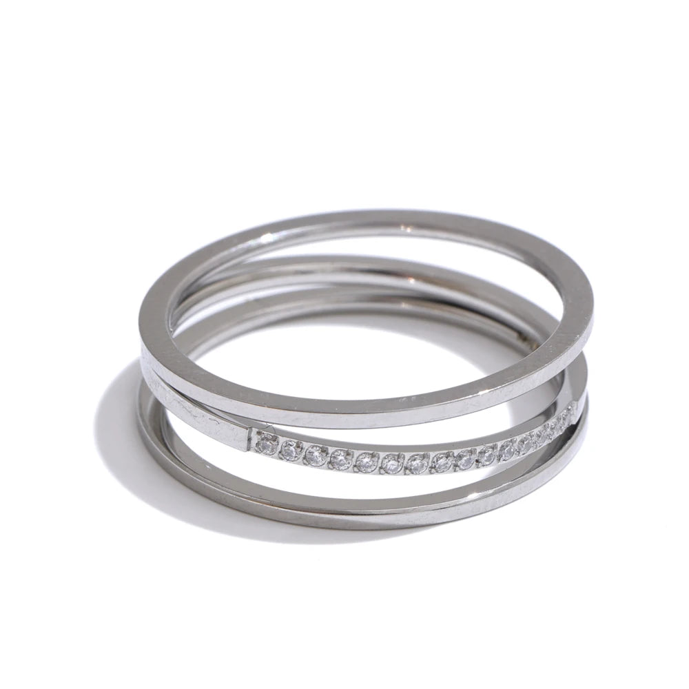 Isalene  Ring Silver / 6 Luna Crystal Ring