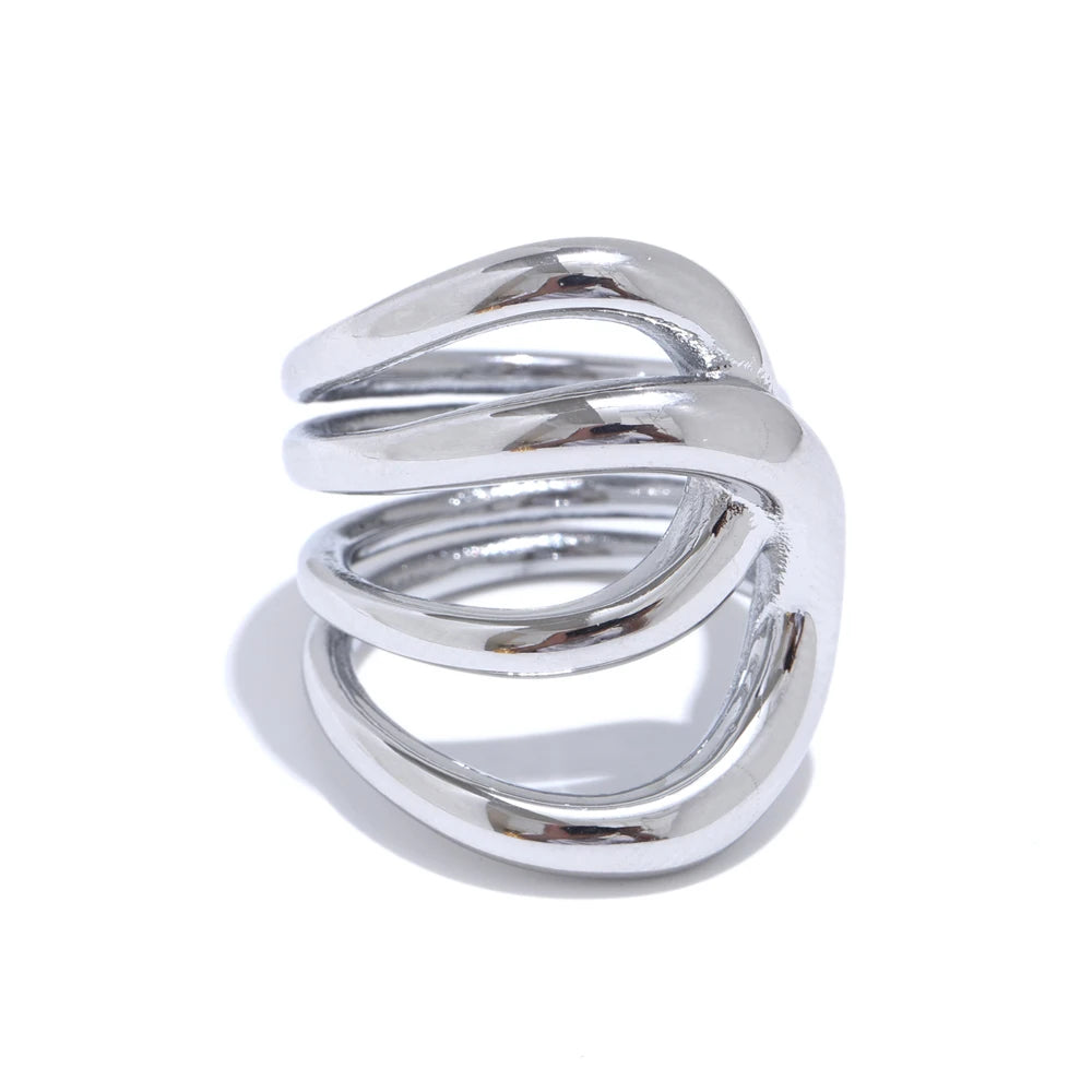 Isalene  Ring Silver / 9 Aurora Triple Wave Ring