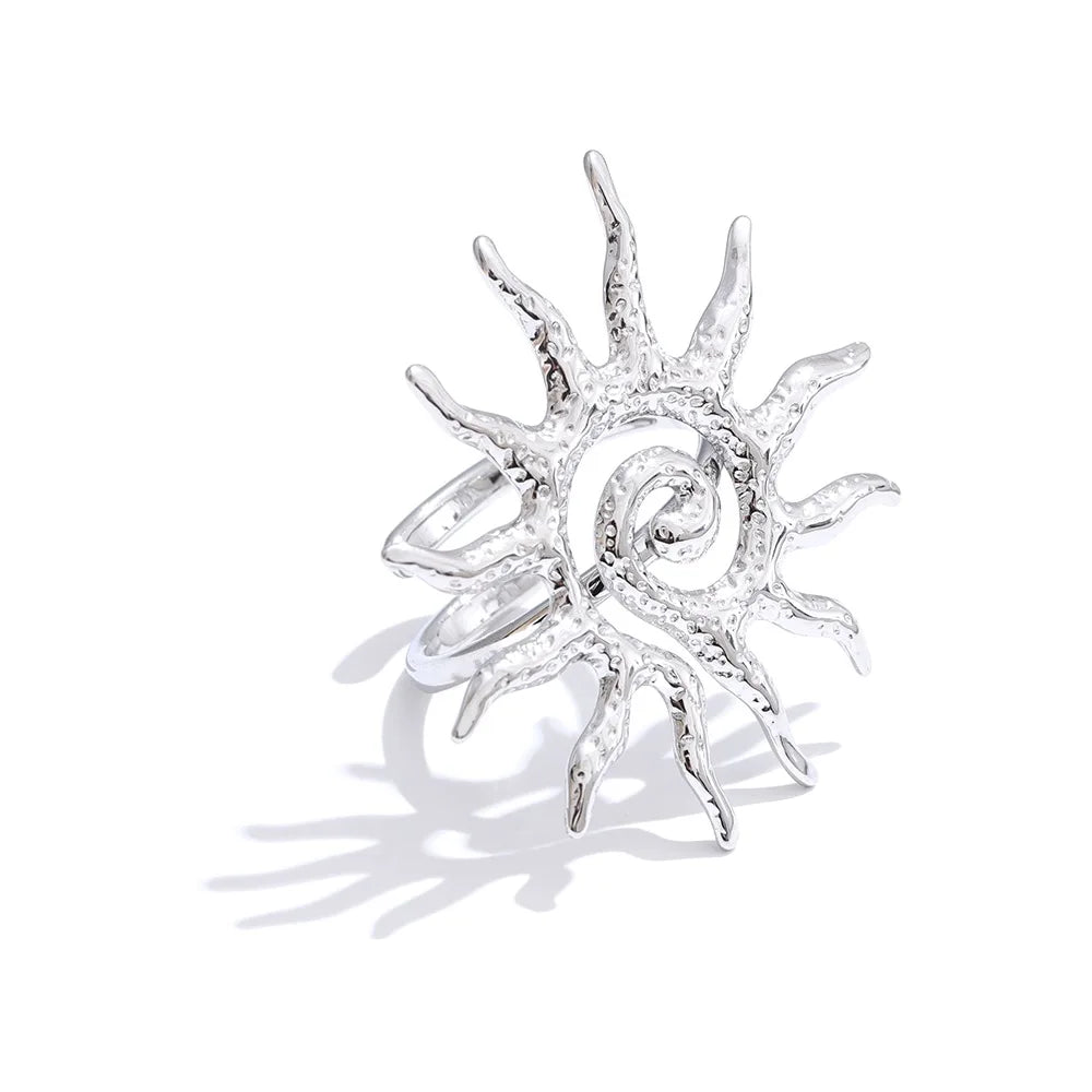 Isalene  Ring Silver Solenne Sunburst Statement Ring