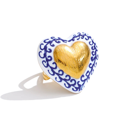 Isalene  Ring White/Blue/Gold / Adjustable Amora Ring