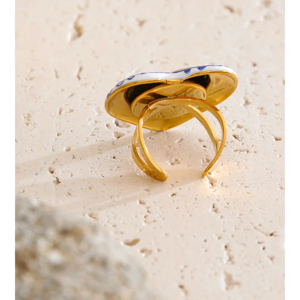 Isalene  Ring White/Blue/Gold / Adjustable Amora Ring