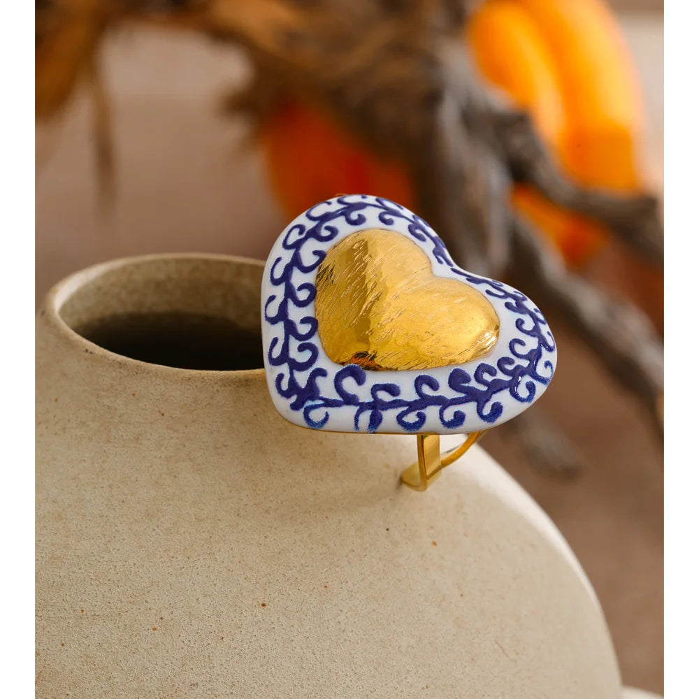 Isalene  Ring White/Blue/Gold / Adjustable Amora Ring