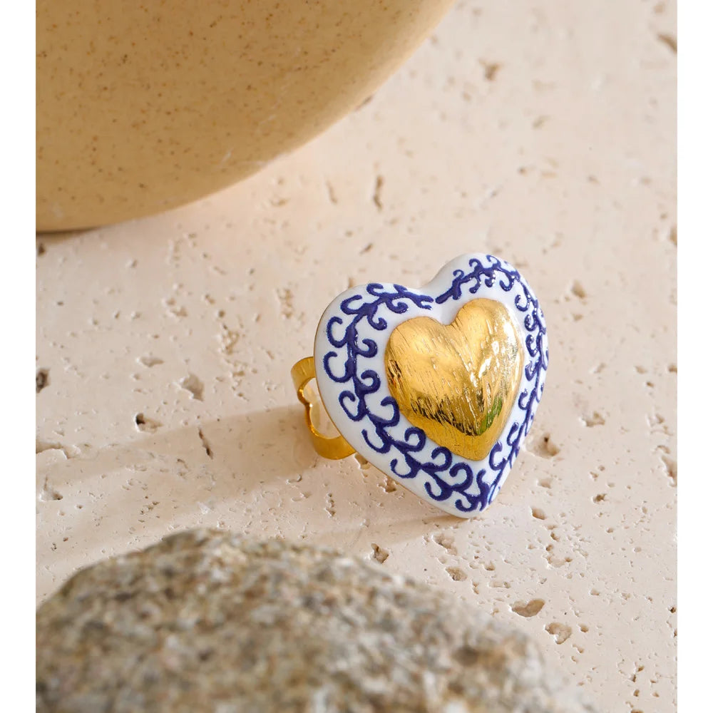 Isalene  Ring White/Blue/Gold / Adjustable Amora Ring