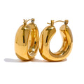 Isalene  YH1084A Gold Yhpup High Quality Stainless Steel Round Geometric Chunky Hoops Earrings for Women Charm Metal Simple Fashion Jewelry Waterproof