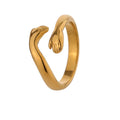 Isalene  YH2021A Gold / 7 Yhpup New Design Embrace Ring Stainless Steel Jewelry Women 18 K Plated Metal Texture Gold Occident Accessories кольцо женское