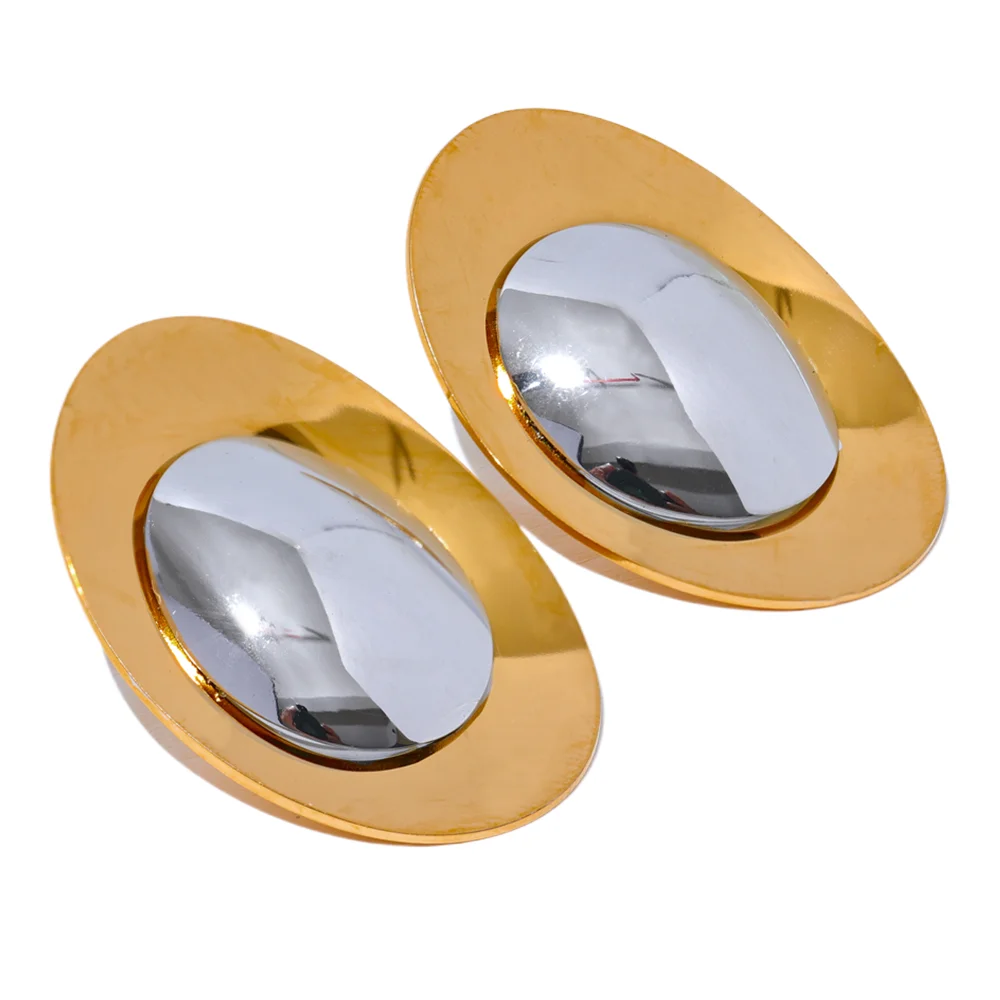 Isalene  YH2613A Yhpup Statement Stainless Steel Metal Smooth Temperament Stud Earrings High Quality Polished Jewelry Waterproof 18K PVD Plated