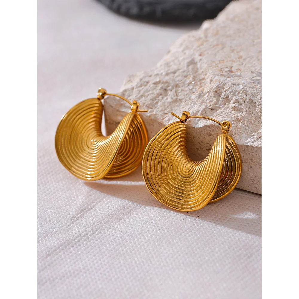 Isalene  YH3024A Yhpup Stylish Unique Stainless Steel Geometric Statement Waterproof Earrings Creative Metal Gold Color Temperament Jewelry Women