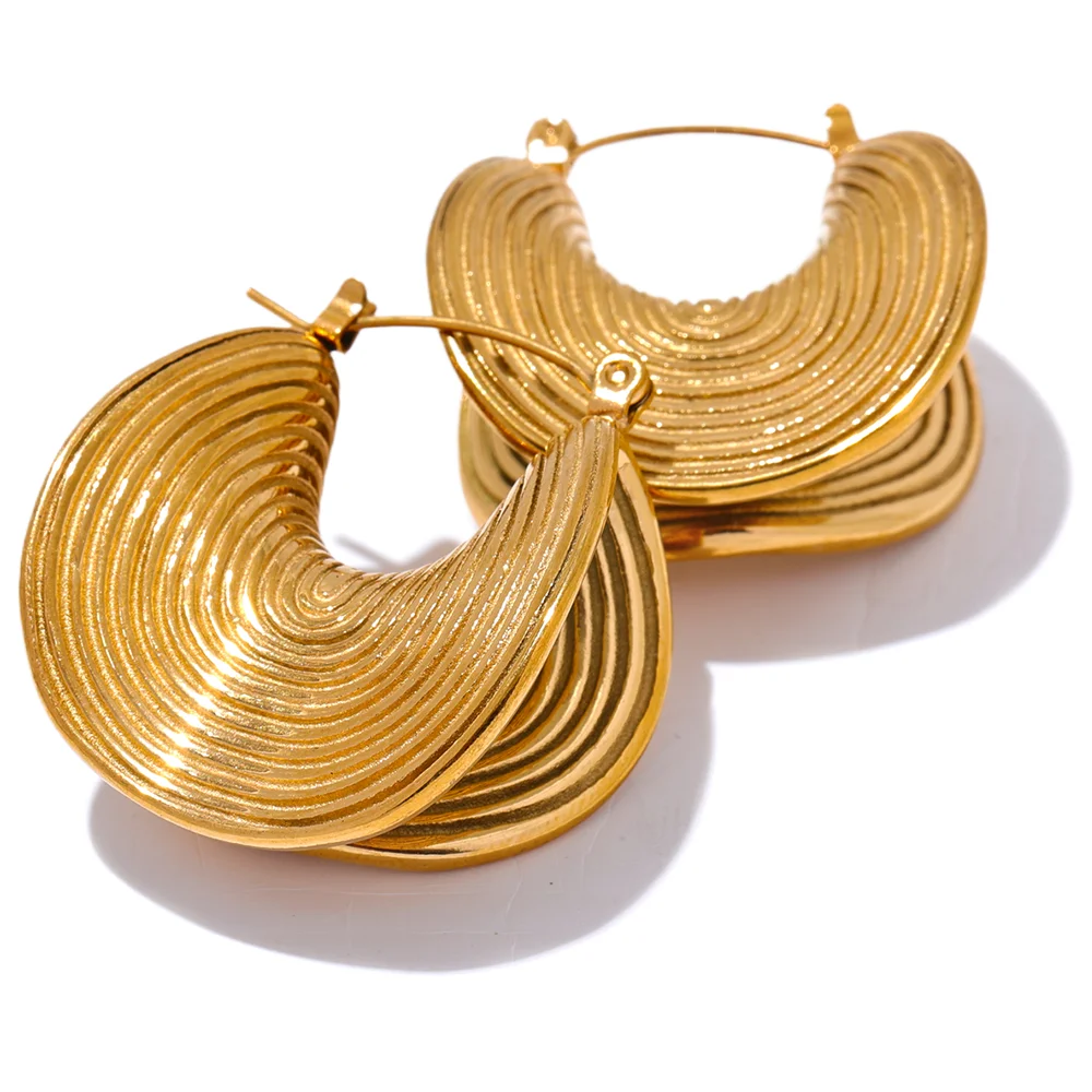 Isalene  YH3024A Yhpup Stylish Unique Stainless Steel Geometric Statement Waterproof Earrings Creative Metal Gold Color Temperament Jewelry Women