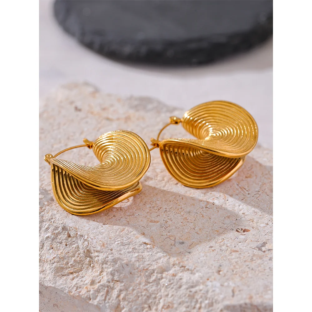 Isalene  YH3024A Yhpup Stylish Unique Stainless Steel Geometric Statement Waterproof Earrings Creative Metal Gold Color Temperament Jewelry Women