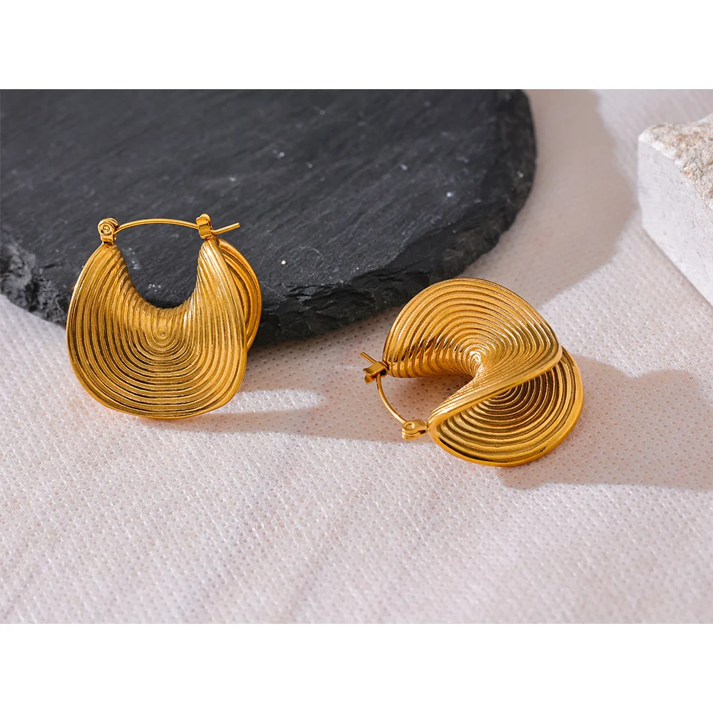 Isalene  YH3024A Yhpup Stylish Unique Stainless Steel Geometric Statement Waterproof Earrings Creative Metal Gold Color Temperament Jewelry Women