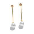 Isalene  YH322A Gold Yhpup Korean Imitation Pearls Long Chain Hanging Dangle Earrings for Women Anti Allergic Stainless Steel Charm Daily Jewelry